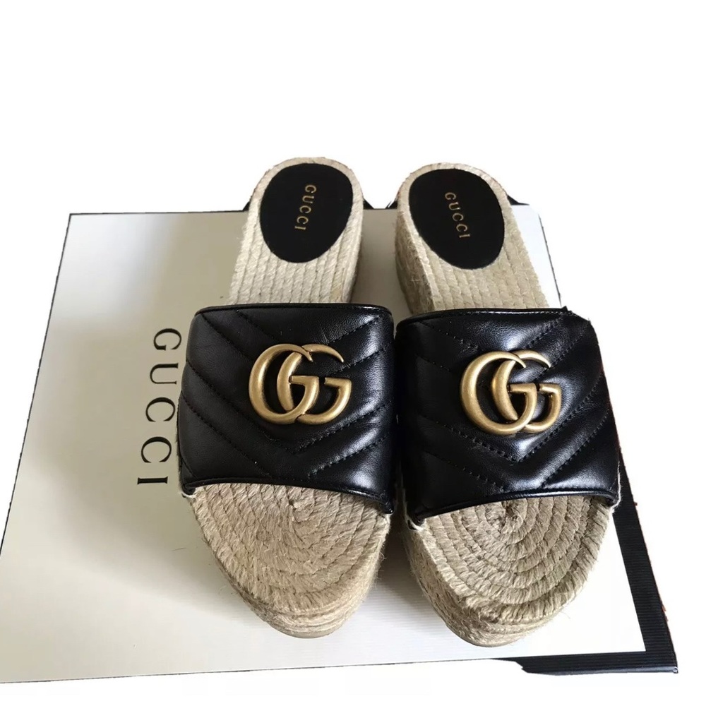 SOLD Authentic Gucci Black Leather Espadrille